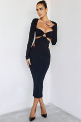 Next to MeMistress Rocks Black Jersey Cutout Midi Dress - SALE