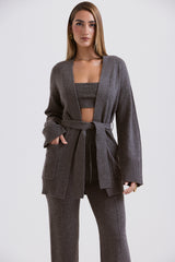 Alaia Charcoal Cashmere Blend Belted Cardigan - SALE