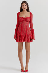 Analissa Scarlet Lace Corset Dress
