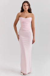 Giuliana Ballerina Pink Satin Maxi Skirt