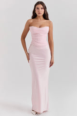Giuliana Ballerina Pink Satin Maxi Skirt