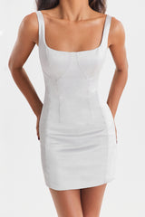Mistress Rocks Silver Satin Mini Dress - SALE