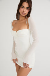 Babydoll Ivory Chiffon Halter Mini Dress