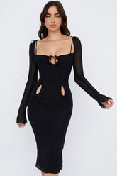 Ophelia Black Cutout Midi Dress