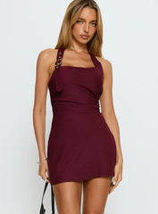 Deona Tailored Mini Dress Berry Pinstripe