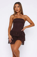New Idea Strapless Mini Dress Chocolate
