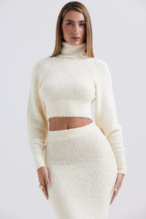 Nyala Cream Soft Boucle Knit Cropped Sweater - SALE