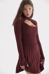 Evalina Wine Knit Corset Dress