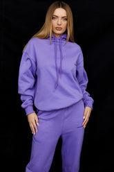 Halo Purple Cotton Fleece-Back Oversized Hoodie