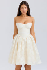 Saige Vintage Cream Floral Strapless Mini Dress