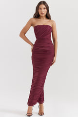 Sapphire Wine Gathered Maxi Dress