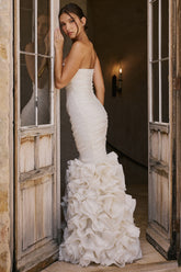 Gabrielle Ivory Strapless Ruffle Bridal Gown