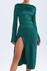 Mistress Rocks Teal Satin Midi Dress - SALE