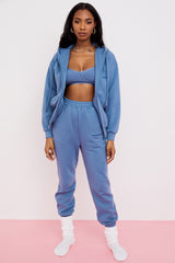 Storm Azure Cotton Fleece-Back Zip Through Hoodie