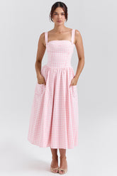 Vivien Strawberry Shortcake Gingham Midi Sundress