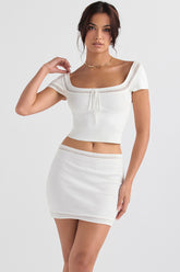 Sarelle Ivory Dainty Knit Mini Skirt