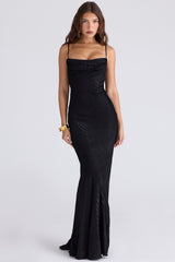 Nalani Black Devoré Satin Maxi Gown - Limited Edition