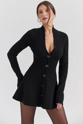 Aubrey Black Wool Knitted Cardigan Dress
