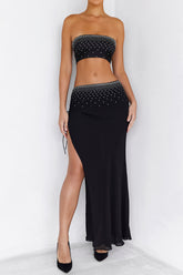 Mistress Rocks Black Crystallised Midi Skirt - SALE