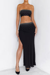 Mistress Rocks Black Crystallised Midi Skirt - SALE