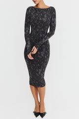 Mistress Rocks Dark Grey Open Back Midi Dress - SALE
