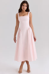 Dorothy Rose Pink Stretch Cotton Midi Sundress