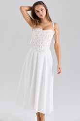 Clarabelle Rose Print Cotton Detachable Corset Midi Sundress