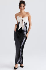 Holly Black Sequin Strapless Bow Dress