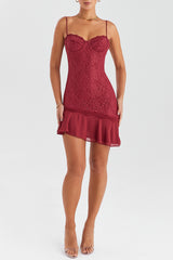 Mistress Rocks Sangria Lace Mini Dress - SALE