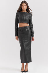 Tana Black Vegan Leather Maxi Skirt