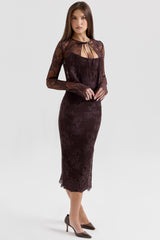 Larra Bitter Chocolate Lace Corset Midi Dress & Bolero