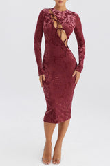 Mistress Rocks Mahogany Devore Midi Dress - SALE