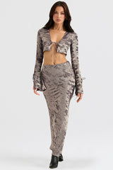 Clara Pewter Bias Cut Midi Skirt