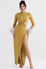 Gina Chartreuse Crystallised Maxi Dress
