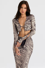 Giulia Pewter Shimmer Velvet Satin Top