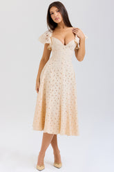 Amaya Cream Tea Broderie Anglais Midi Dress