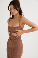 Lilian Mocha Corset Maxi Dress