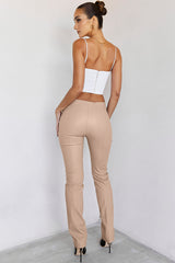 RivieraMistress Rocks Beige Low Rise Vegan Leather Trousers - SALE