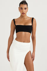 Luciana Black Pleated Bandeau Top