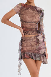 Mistress Rocks Ruffle Asymmetric Mini Skirt - SALE