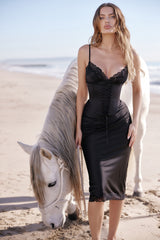 Salma Black Satin Slip Dress