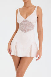 Mistress Rocks Cream Satin & Lace Mini Dress - SALE