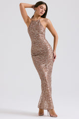 Giada Rose Gold Embroidered Sequinned Gown