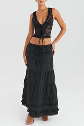 Mistress Rocks Black Panelled Maxi Skirt - SALE