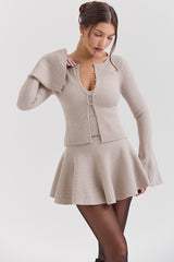 Aster Biscuit Wool Cashmere Long Sleeve Cardigan