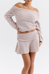 Mistress Rocks Biscuit Knit Fold Over Mini Skirt - SALE