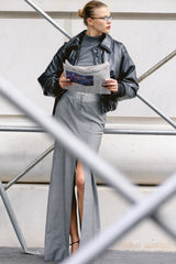 Sante Black Vegan Leather Bomber Jacket