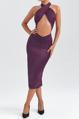 Mistress Rocks Aubergine Peekaboo Midi Dress - SALE