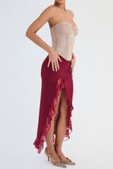Mistress Rocks Mulberry Ruffle Maxi Skirt - SALE