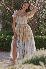 Penelope Lemon Vintage Rose Chiffon Midi Dress